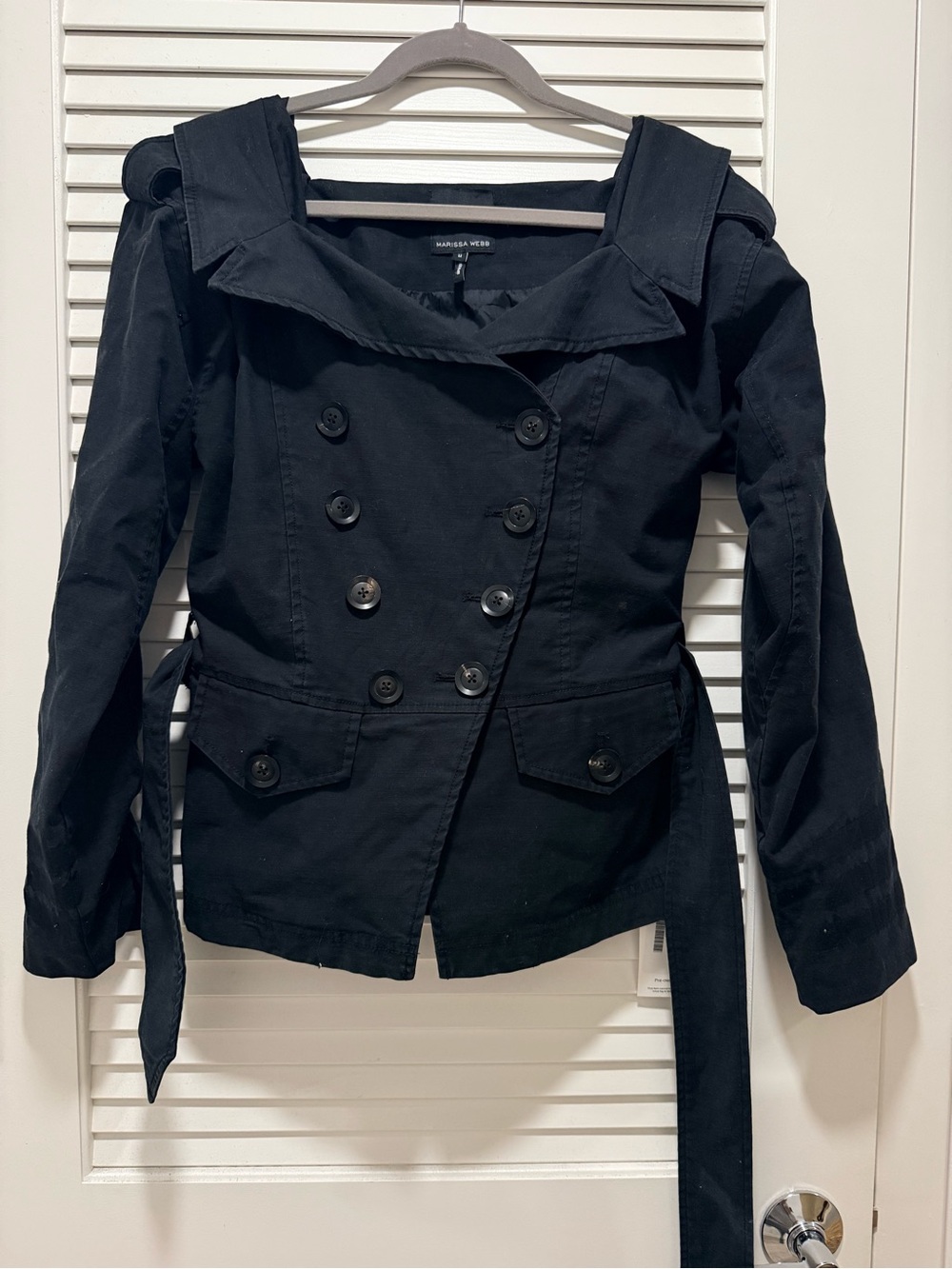 Marissa Webb Black Double-Breasted Trench Jacket